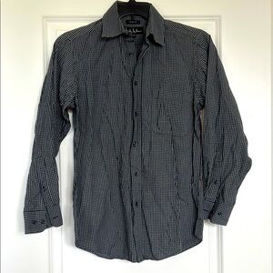 Nicole Miller Men's Black and White Patterned Shirt 14.5 neck